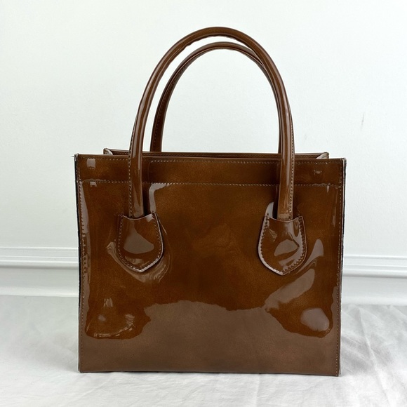 Gorgeous Vintage Ronay Dark Brown Patent Leather Handbag Purse 1960s - Picture 2 of 10